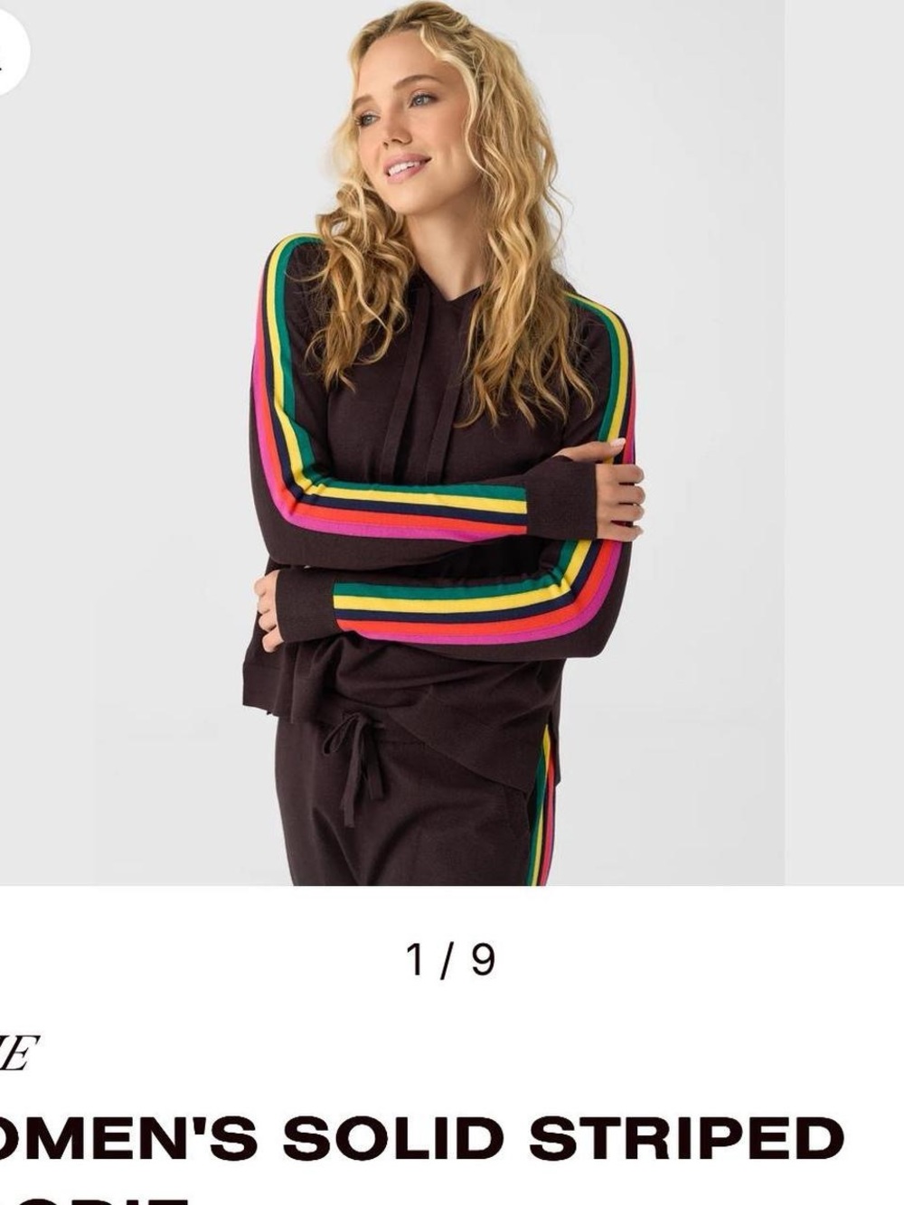 Black Hoodie with Rainbow Side Stripes